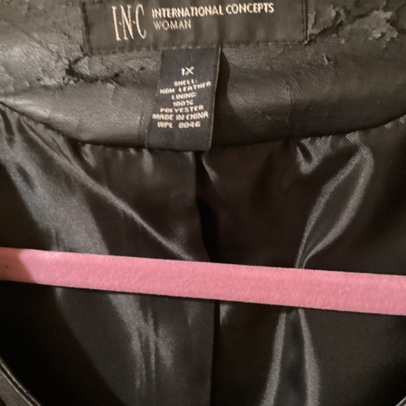 Faux black Leather Biker Style Jacket 1X - Picture 2 of 6